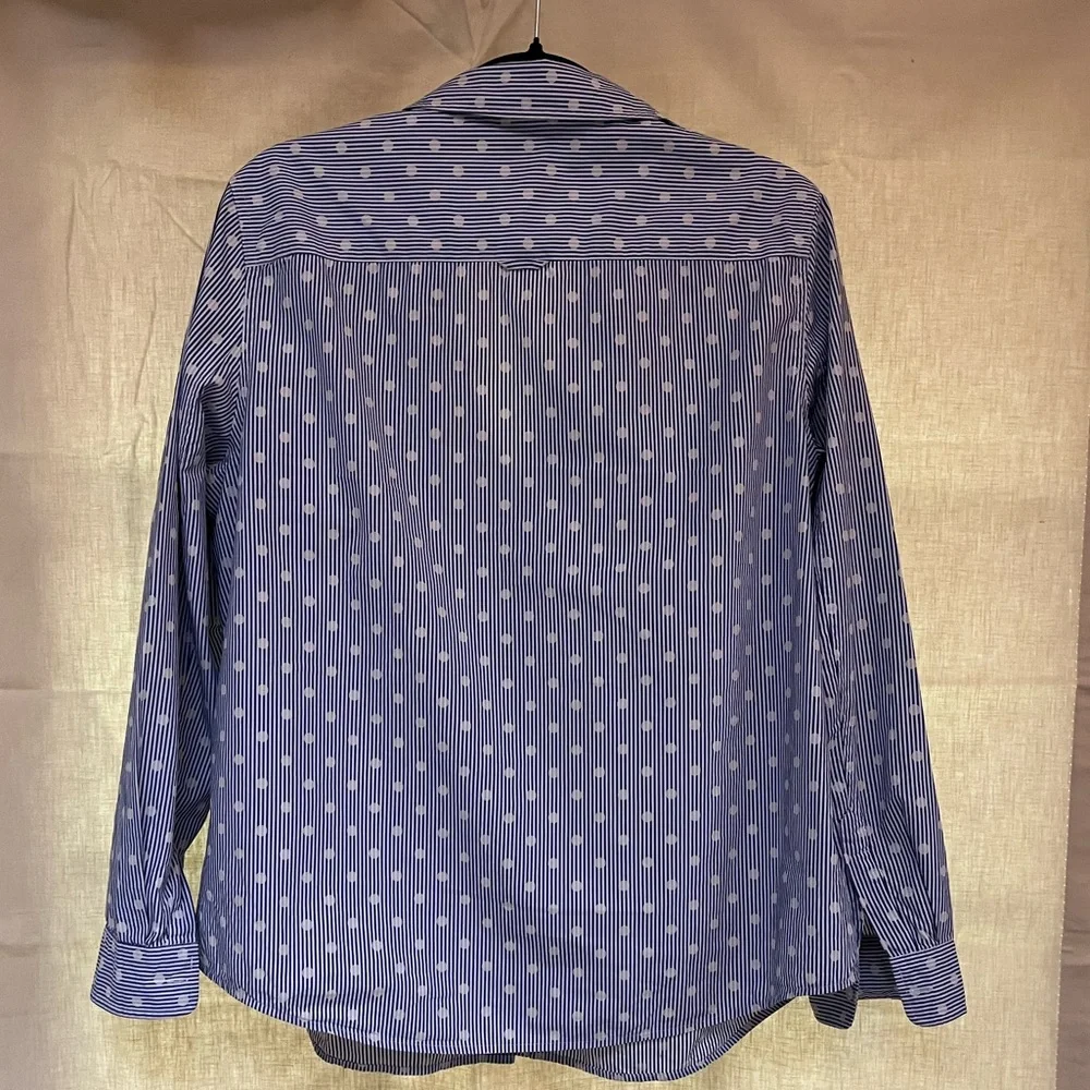 Boden Relaxed Button-down Weekend Blue White Polka Dot Striped Shirt 100% Cotton - Picture 4 of 6